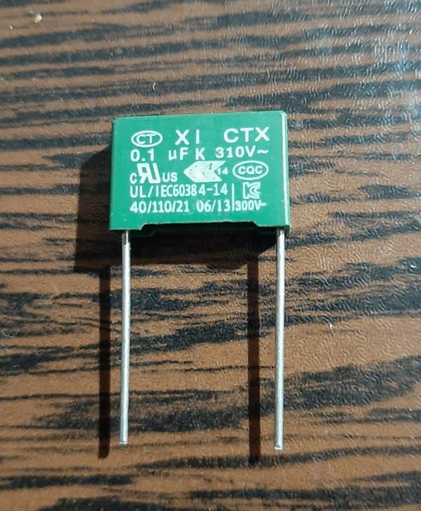 MKT 310VAC 100nF - خازن MKT، ظرفیت 100 نانوفاراد، 310 ولت AC