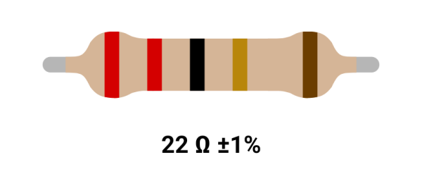 RESISTOR 1/4W 22R %1 MF– مقاومت ۱/۴ وات 22 اهم ۱% متال فیلم