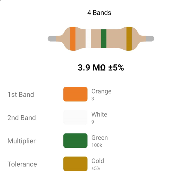 RESISTOR 1W 3.9M %5 - مقاومت 1 وات 3.9 مگااهم 5% کربنی