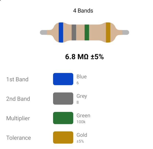 RESISTOR 1W 6.8M %5 - مقاومت 1 وات 6.8 مگااهم 5% کربنی