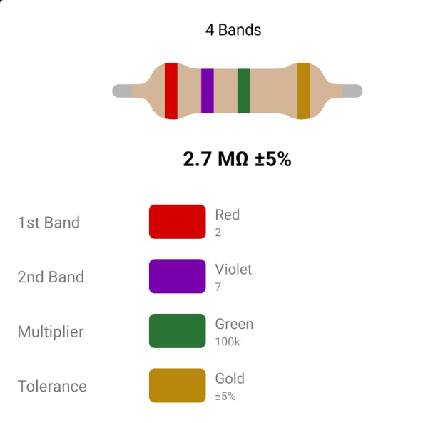RESISTOR 1W 2.7M %5 - مقاومت 1 وات 2.7 مگااهم 5% کربنی