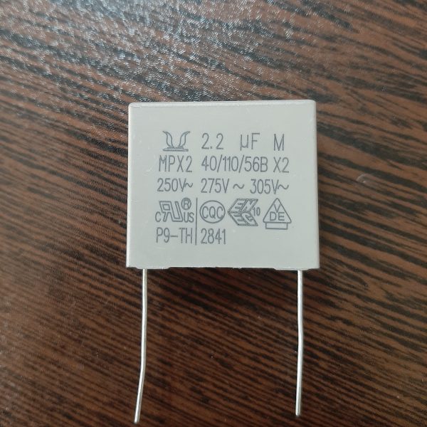 MKP 275VAC 2.2uF – خازن MKP، ظرفیت 2.2 میکروفاراد، 275 ولت AC