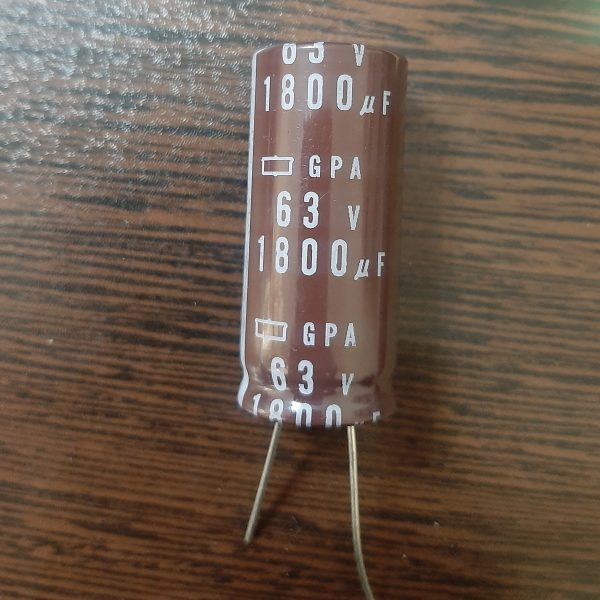 Nippon 63V 1800uF – خازن الکترولیت، 63 ولت، 1800 میکروفاراد، نیپون، سری GPA